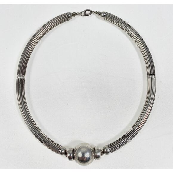 Vintage Sterling Sliver Modern Necklace, Beads
